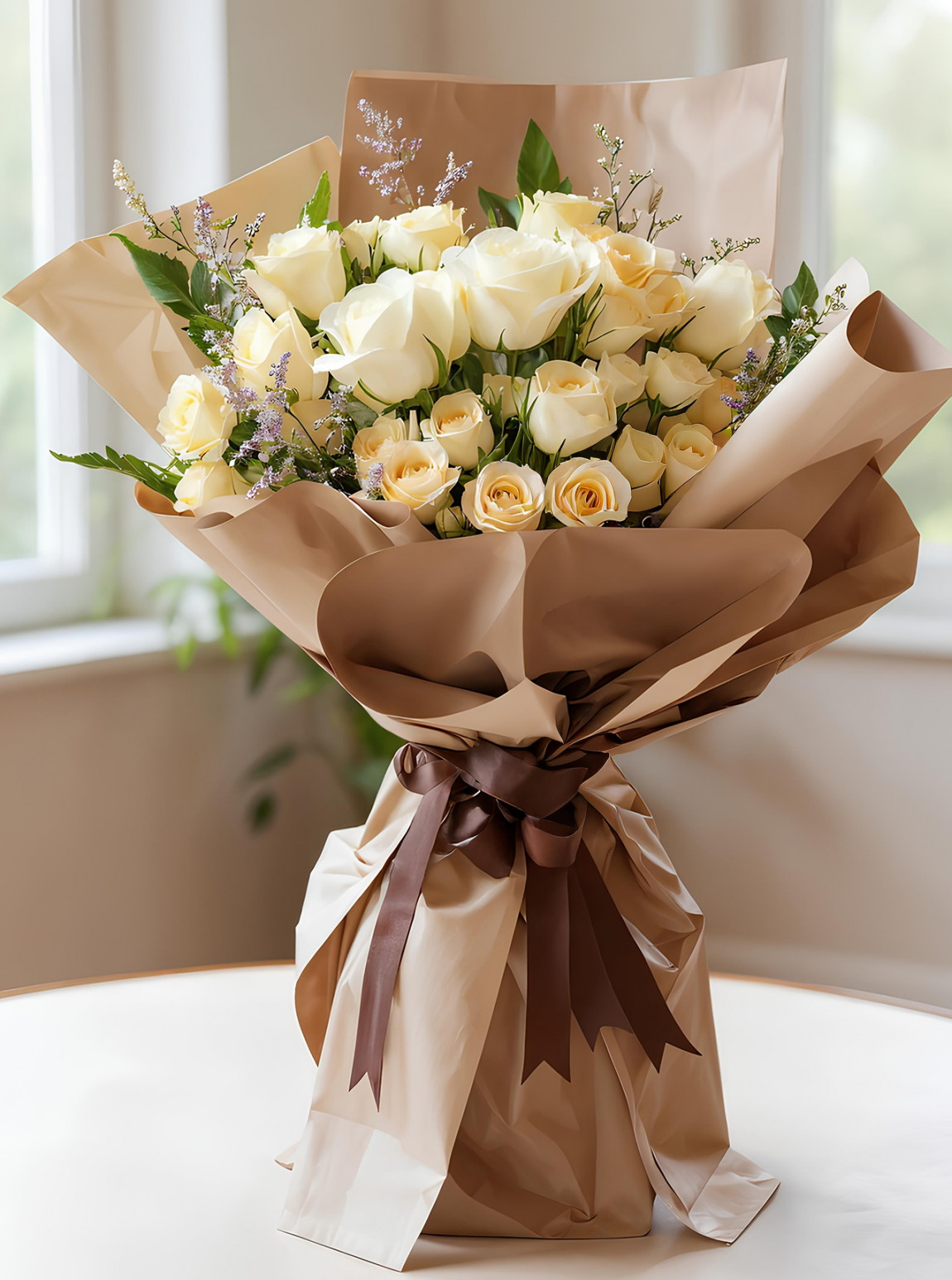 25 İthal Beyaz Gül Buketi