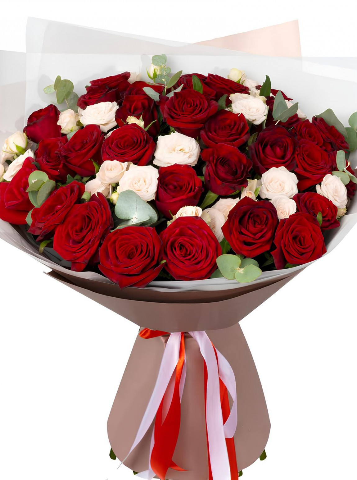41 Kırmızı Ve Beyaz Gül Buketi