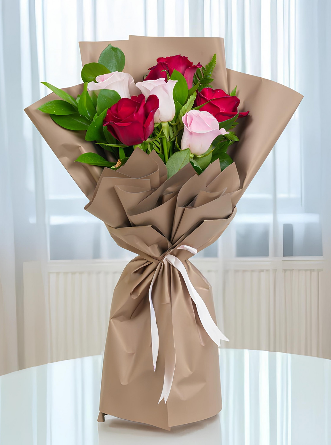 6 Adet Gül Buketi Pembe Ve Kırmızı