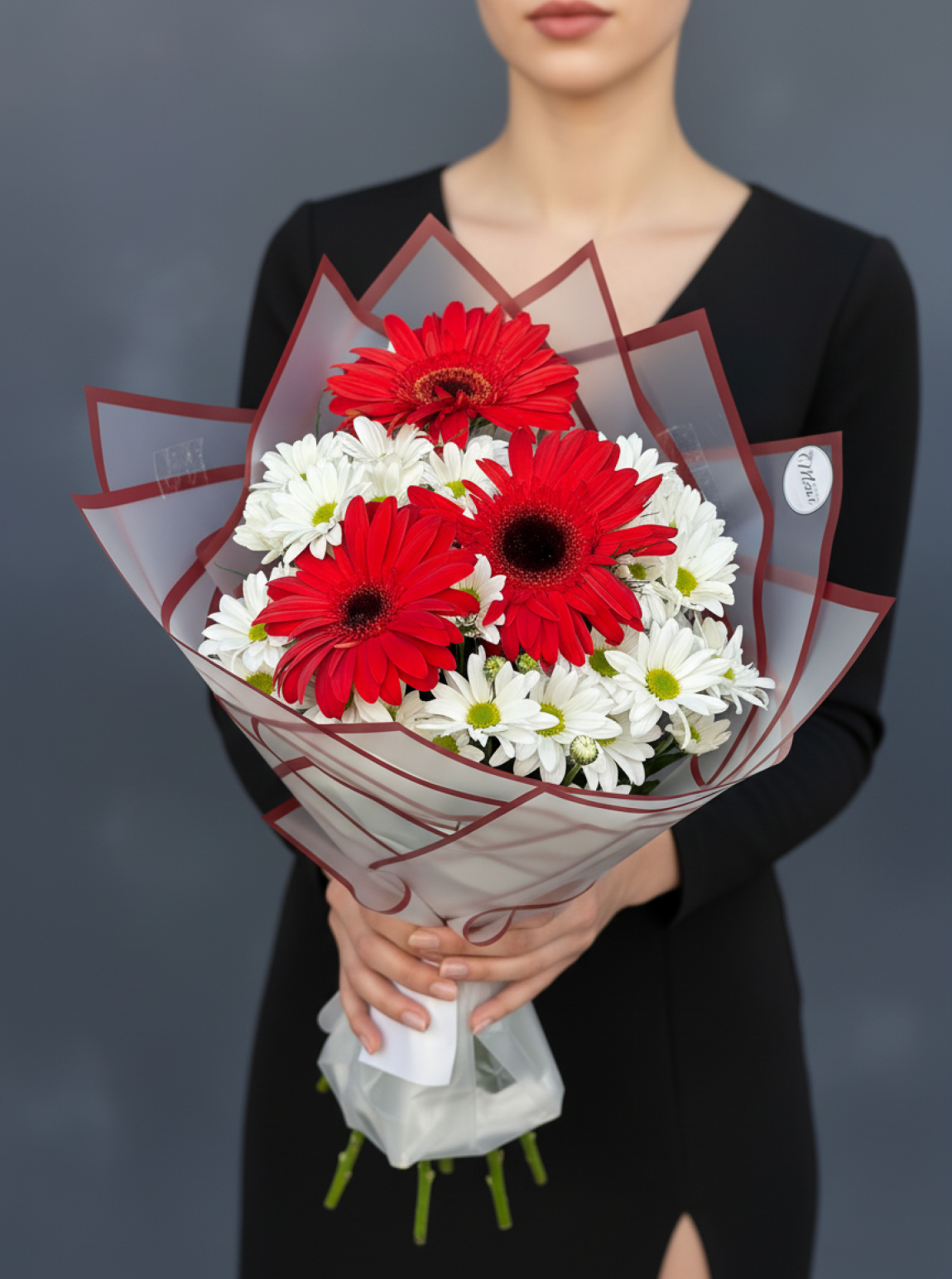 Kırmızı Gerbera Ve Beyaz Papatya Buketi