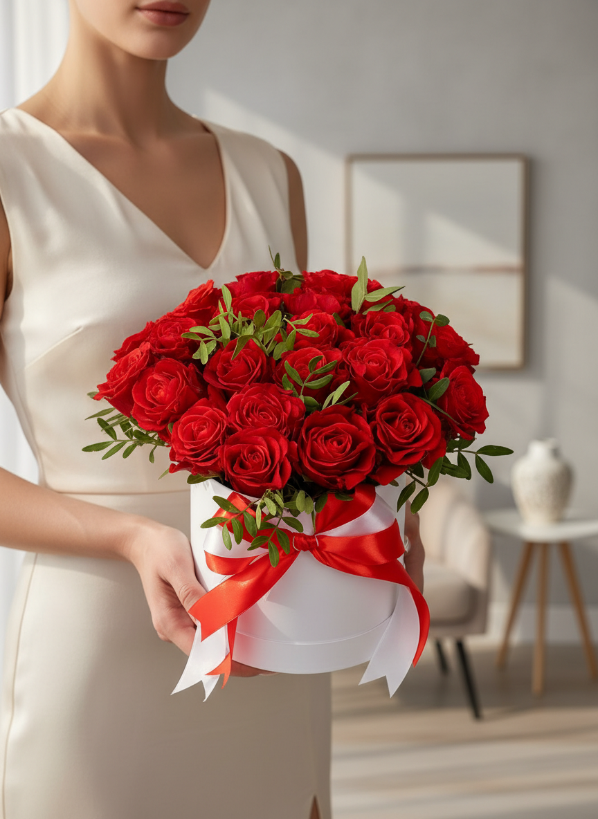 Kutuda 19 Kırmızı Gül Aranjmanı