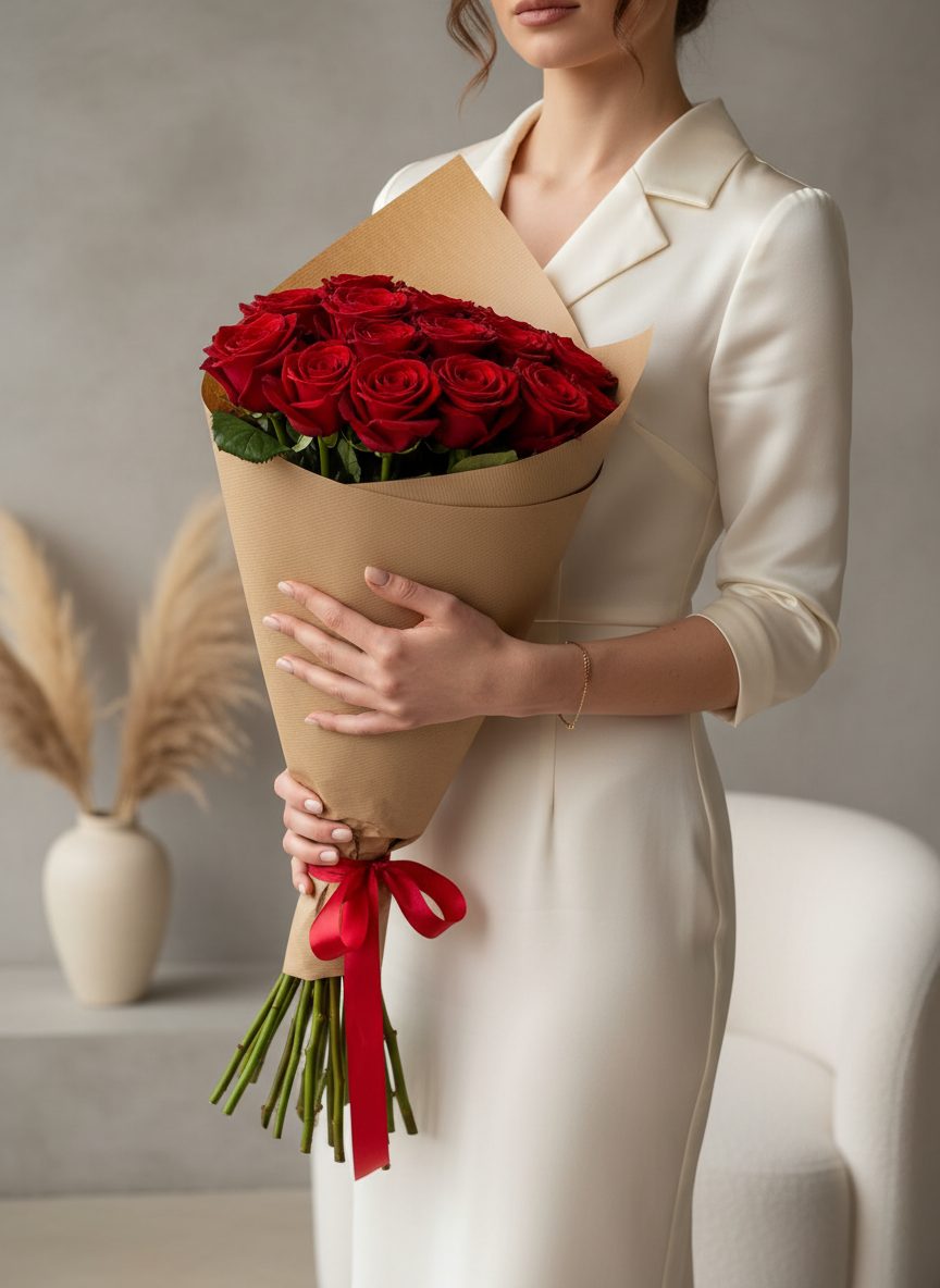 15 Kırmızı Gül Buketi