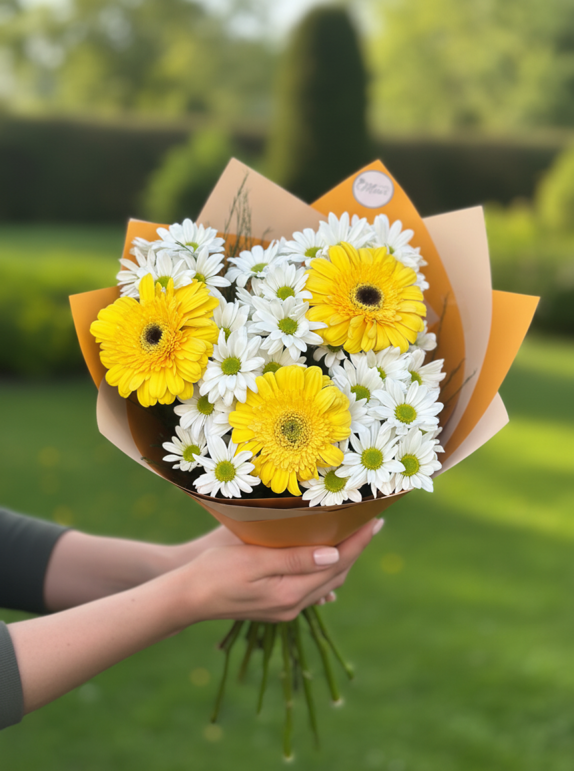 Sarı Gerbera Ve Beyaz Papatya Buketi