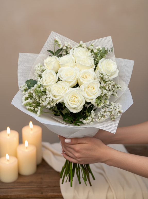 11 Beyaz Gül Buketi