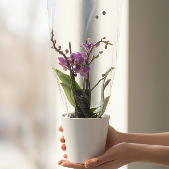Çift Dal Mini Lila Orkide