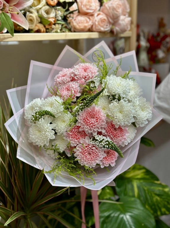 Pembe Krizantem Buketi