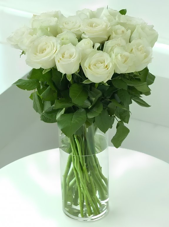 Vazoda 20 İthal Beyaz Gül